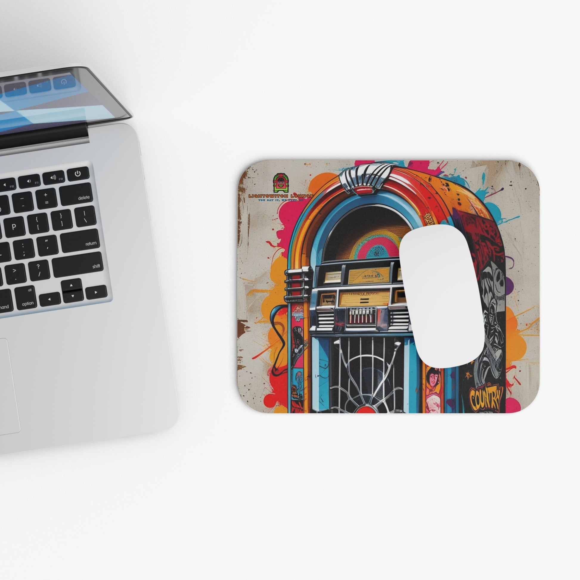 Colorful Retro Jukebox Mouse Pad, Gaming Desk Accessory, Gift for Music Lovers, Home Office Decor, Retro Vibes
