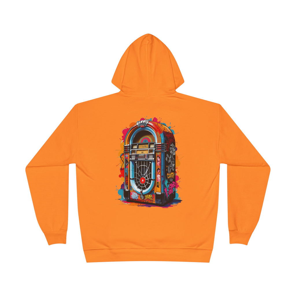 Colorful PolyJAMorous Jukebox Hoodie | Unique Graphic Pullover Sweatshirt for Music Lovers