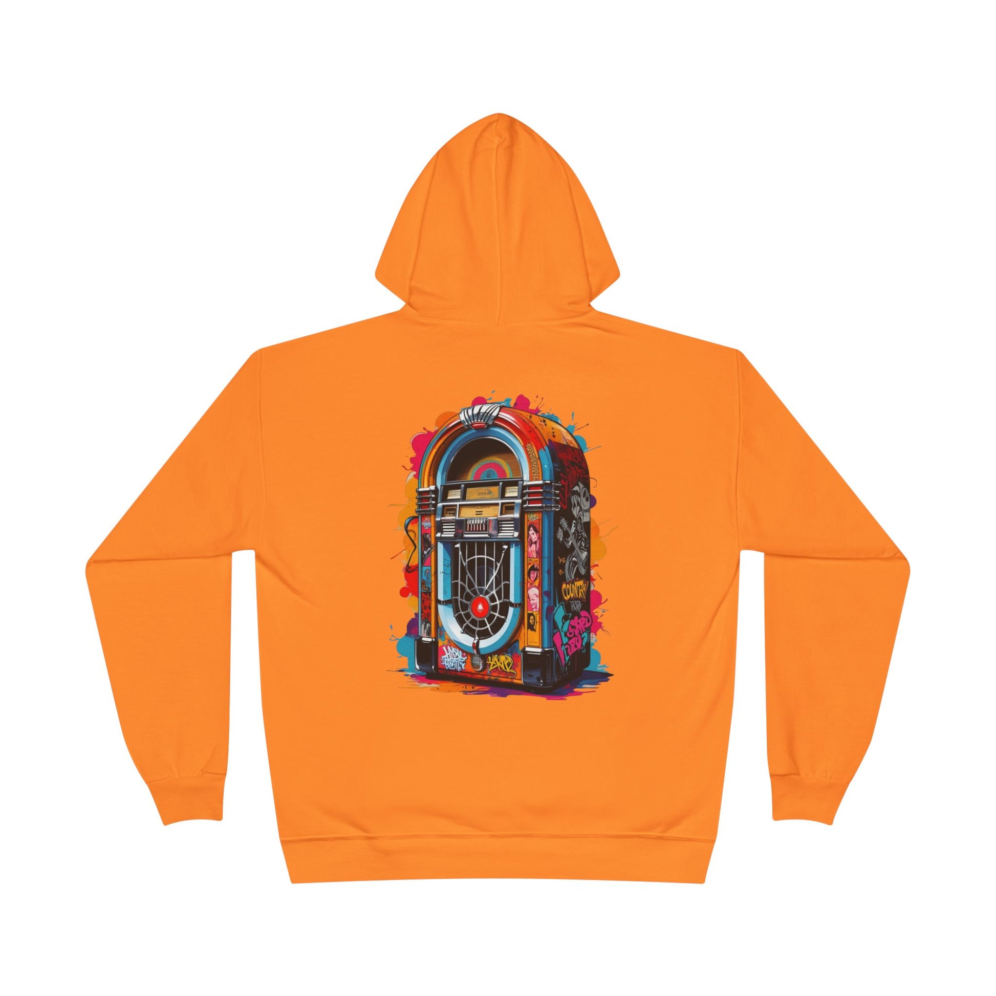 Colorful PolyJAMorous Jukebox Hoodie | Unique Graphic Pullover Sweatshirt for Music Lovers