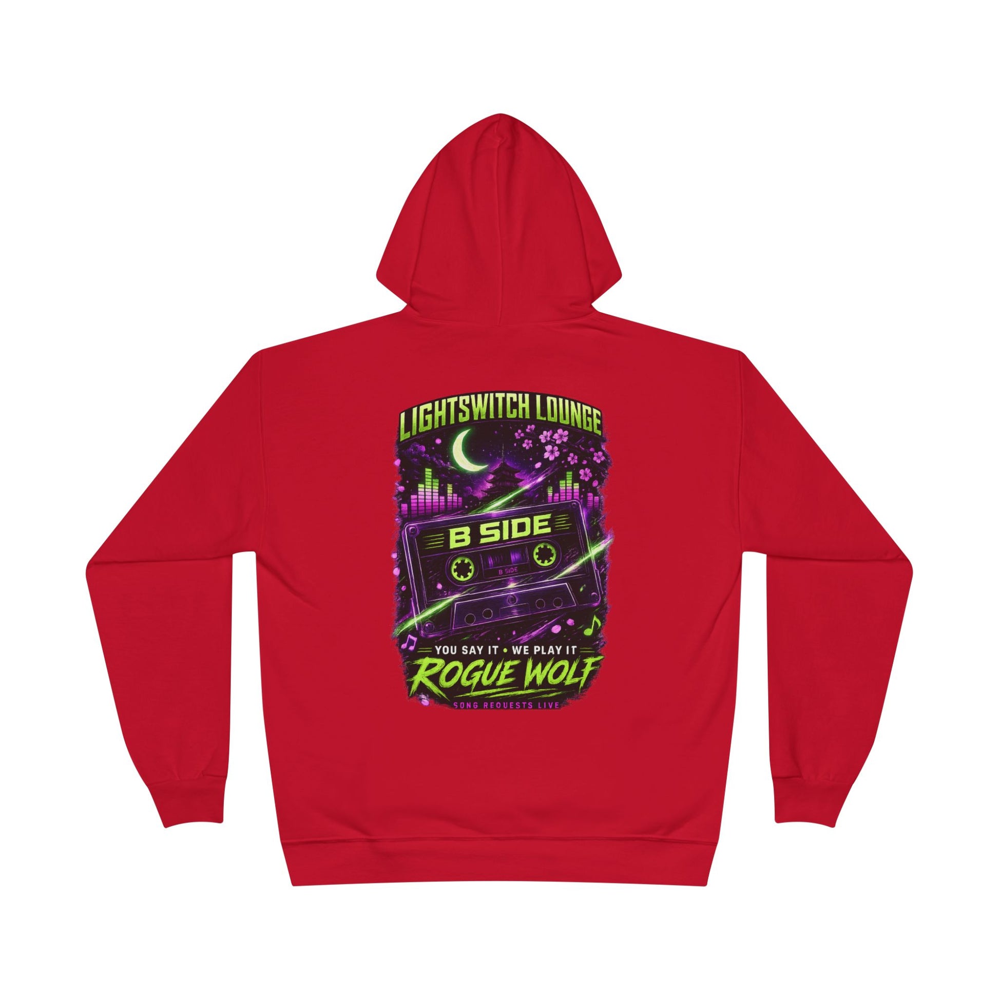 Rogue Wolf 'Lightswitch Lounge' Graphic Hoodie — Retro Neon B-Side Pullover Style 2