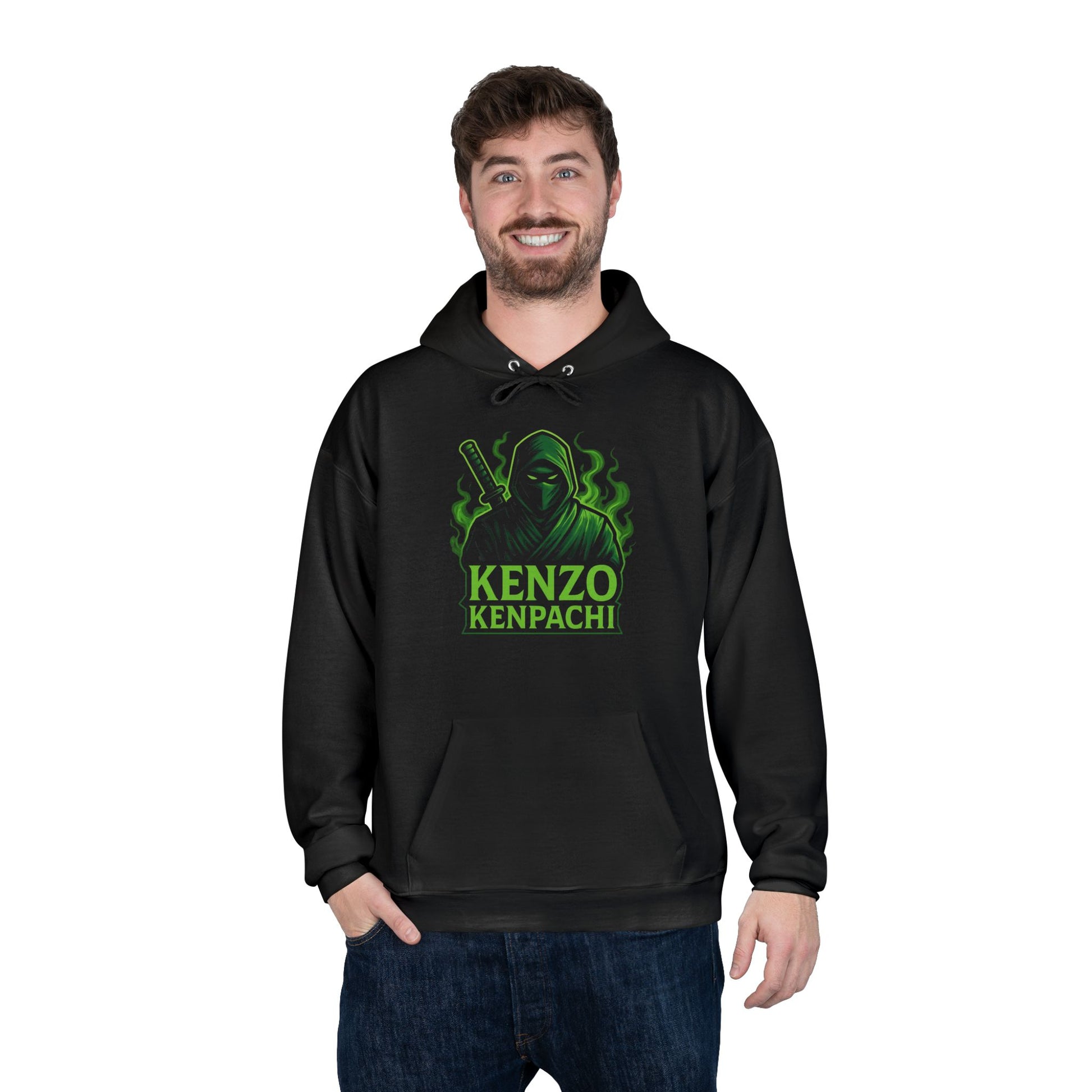 Kenzo Kenpachi Hoodie Green Logo | Unique Graphic Pullover Sweatshirt for Gamers