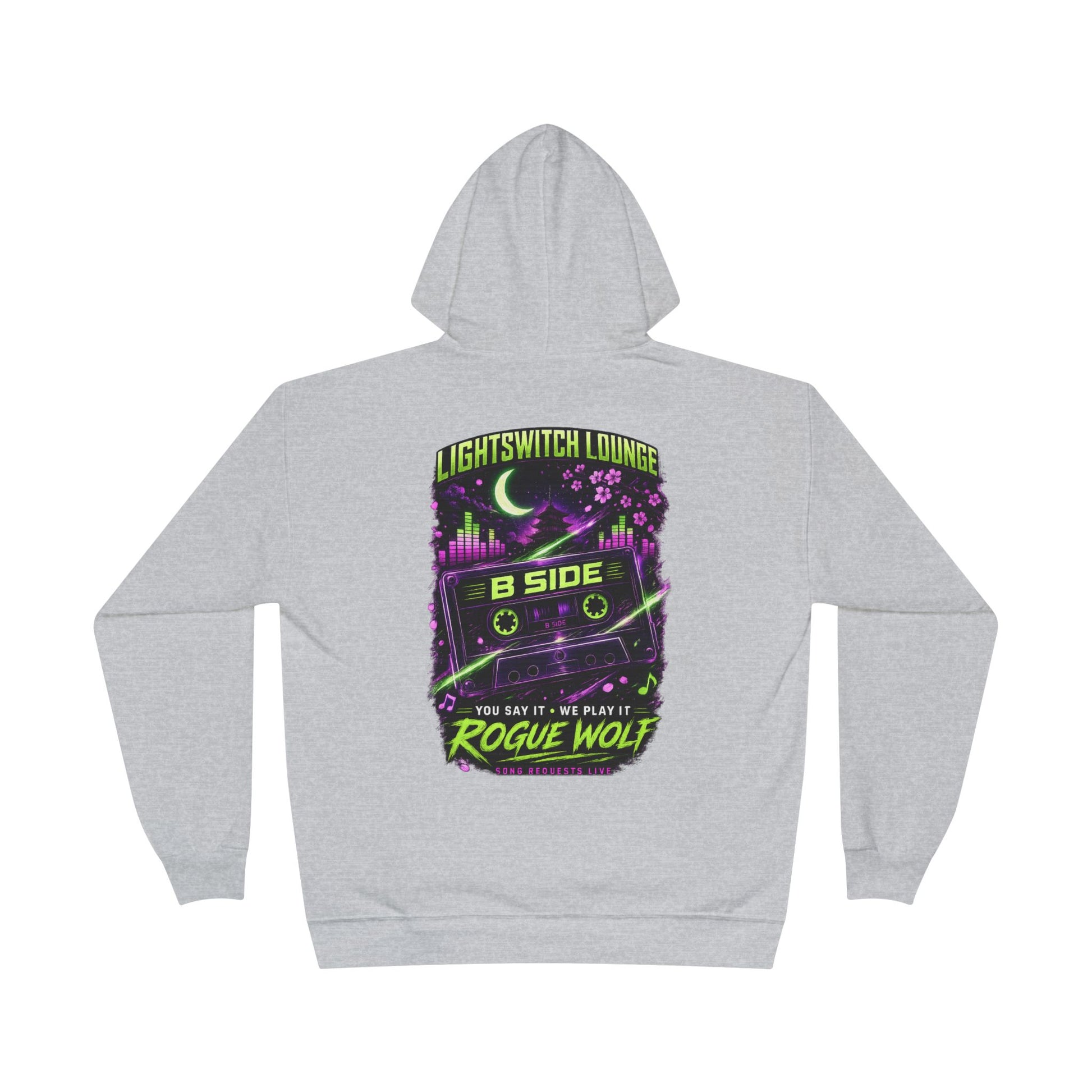 Rogue Wolf 'Lightswitch Lounge' Graphic Hoodie — Retro Neon B-Side Pullover Style 2