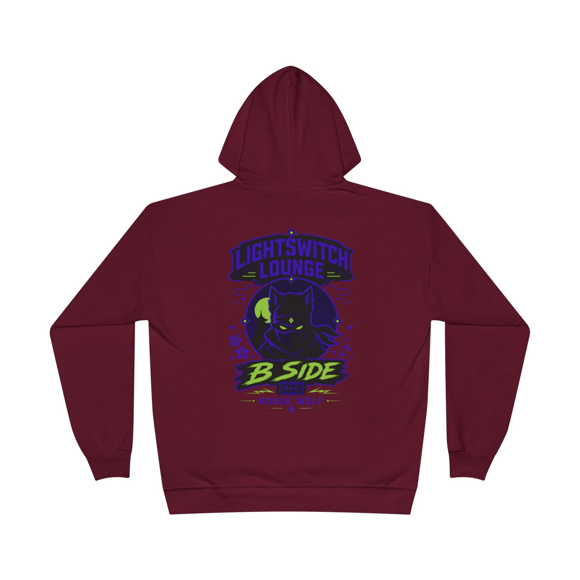 Rogue Wolf 'Lightswitch Lounge' Graphic Hoodie — Retro Neon B-Side Pullover