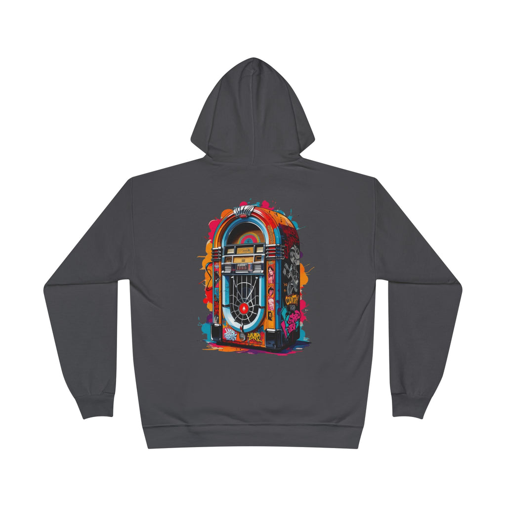 Colorful PolyJAMorous Jukebox Hoodie | Unique Graphic Pullover Sweatshirt for Music Lovers