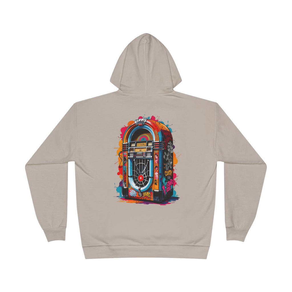 Colorful PolyJAMorous Jukebox Hoodie | Unique Graphic Pullover Sweatshirt for Music Lovers