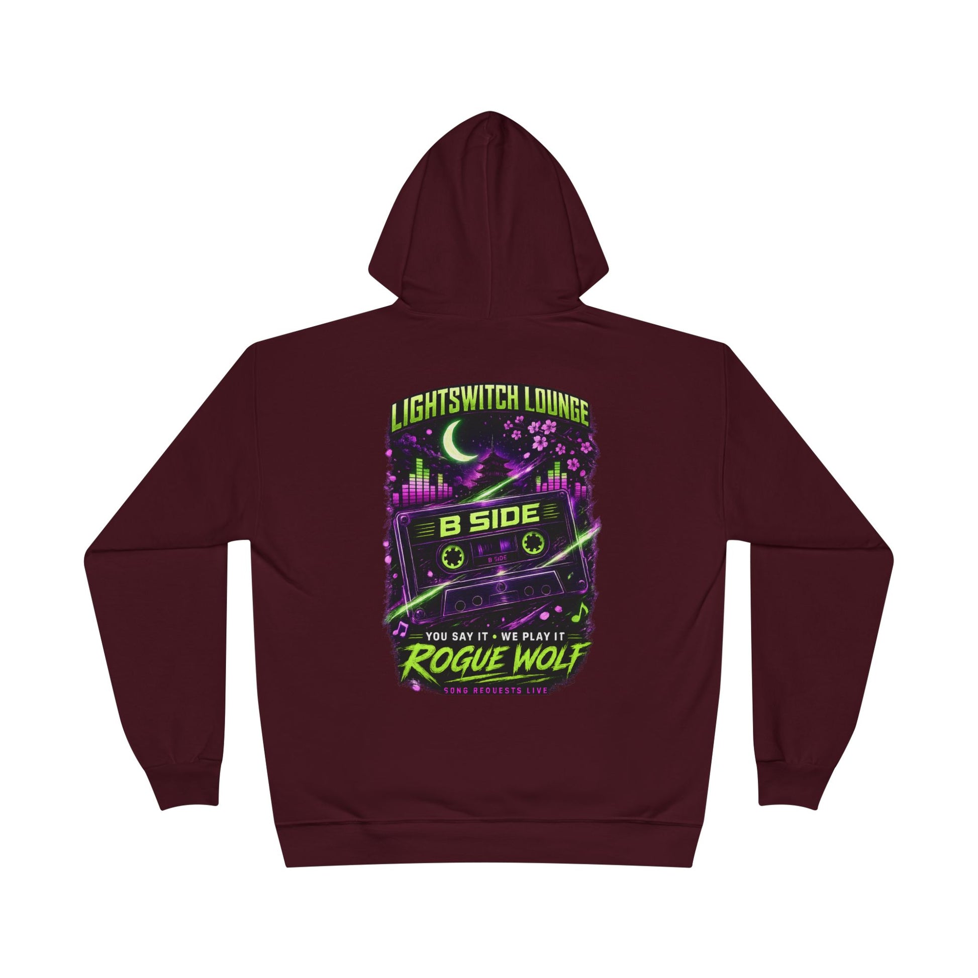 Rogue Wolf 'Lightswitch Lounge' Graphic Hoodie — Retro Neon B-Side Pullover Style 2