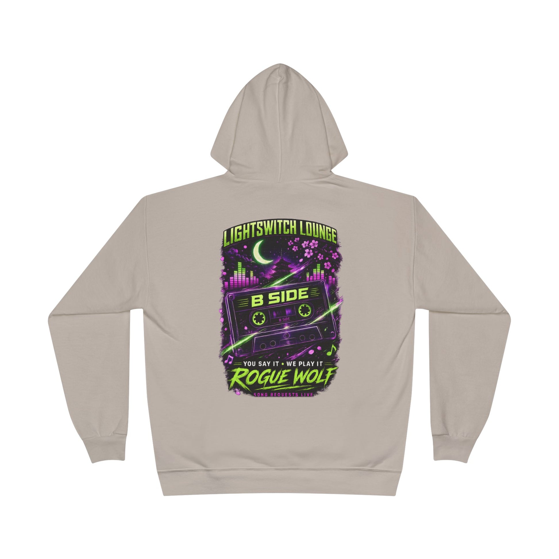 Rogue Wolf 'Lightswitch Lounge' Graphic Hoodie — Retro Neon B-Side Pullover Style 2