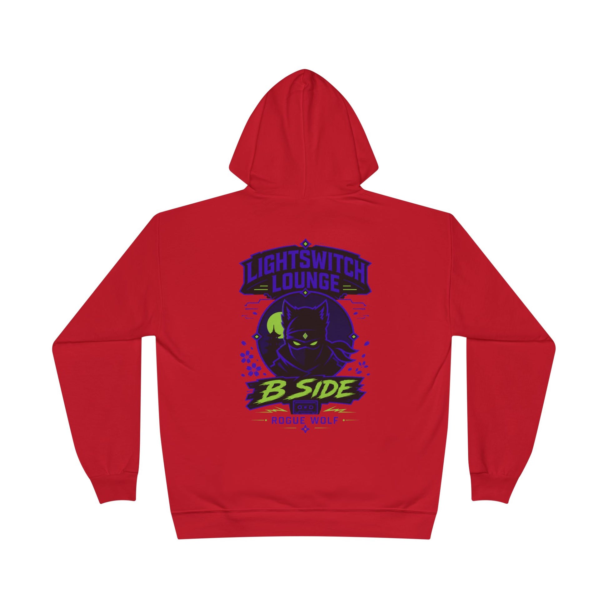 Rogue Wolf 'Lightswitch Lounge' Graphic Hoodie — Retro Neon B-Side Pullover
