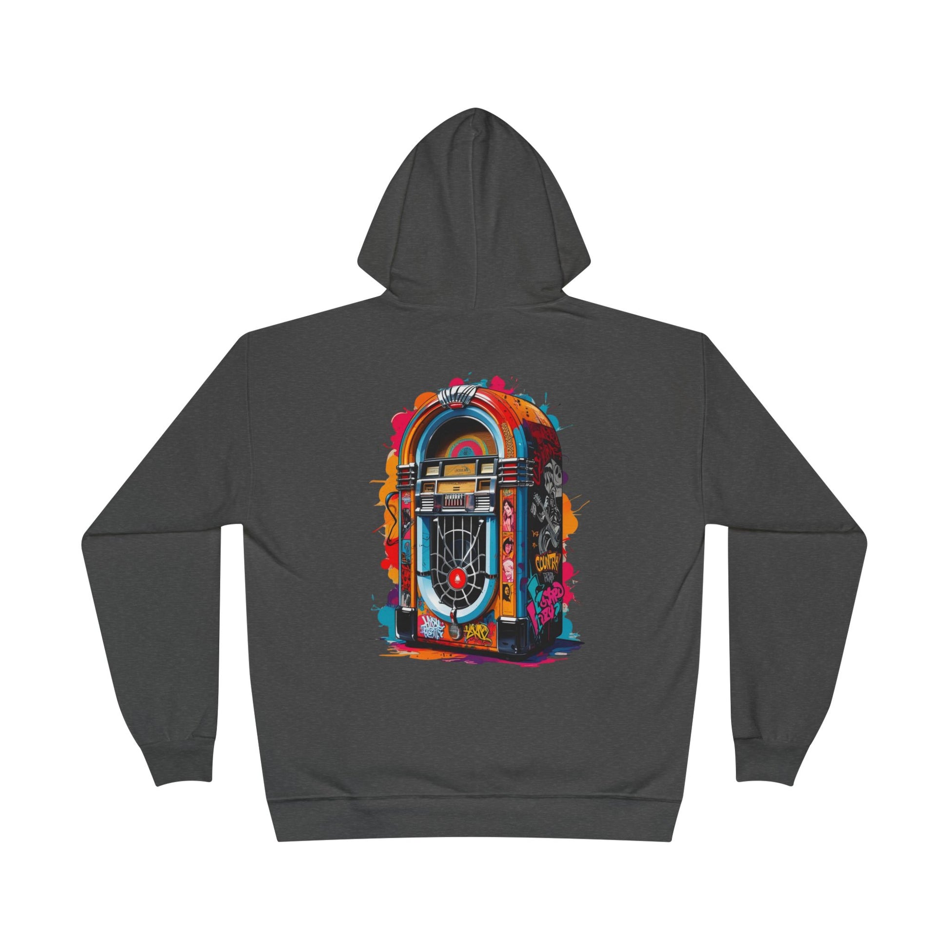 Colorful PolyJAMorous Jukebox Hoodie | Unique Graphic Pullover Sweatshirt for Music Lovers
