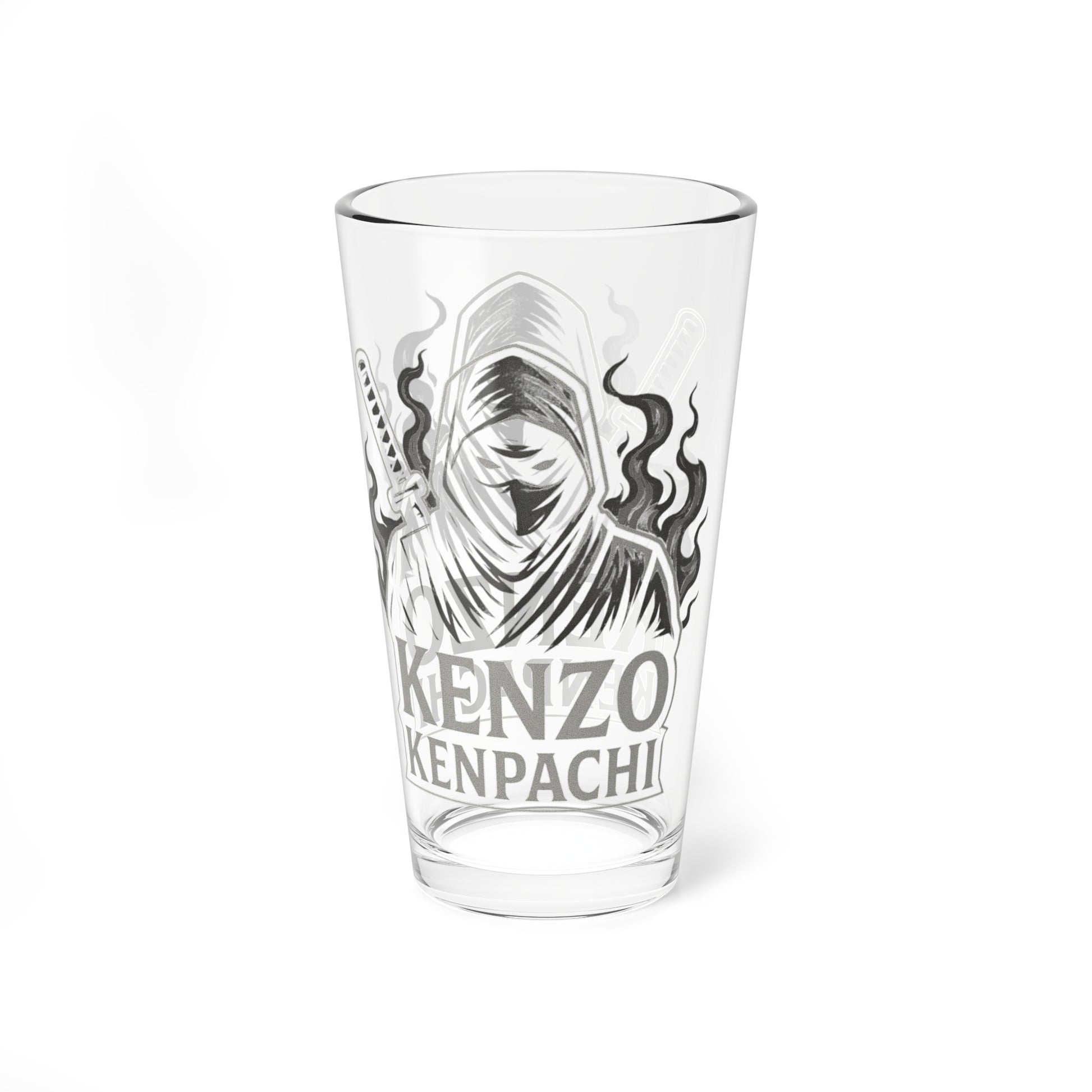 16oz Kenzo Kenpachi Mixing Glass - Unique Kitchen Art, Collector's Item, Anime Glassware, Gift for Fans, Barware