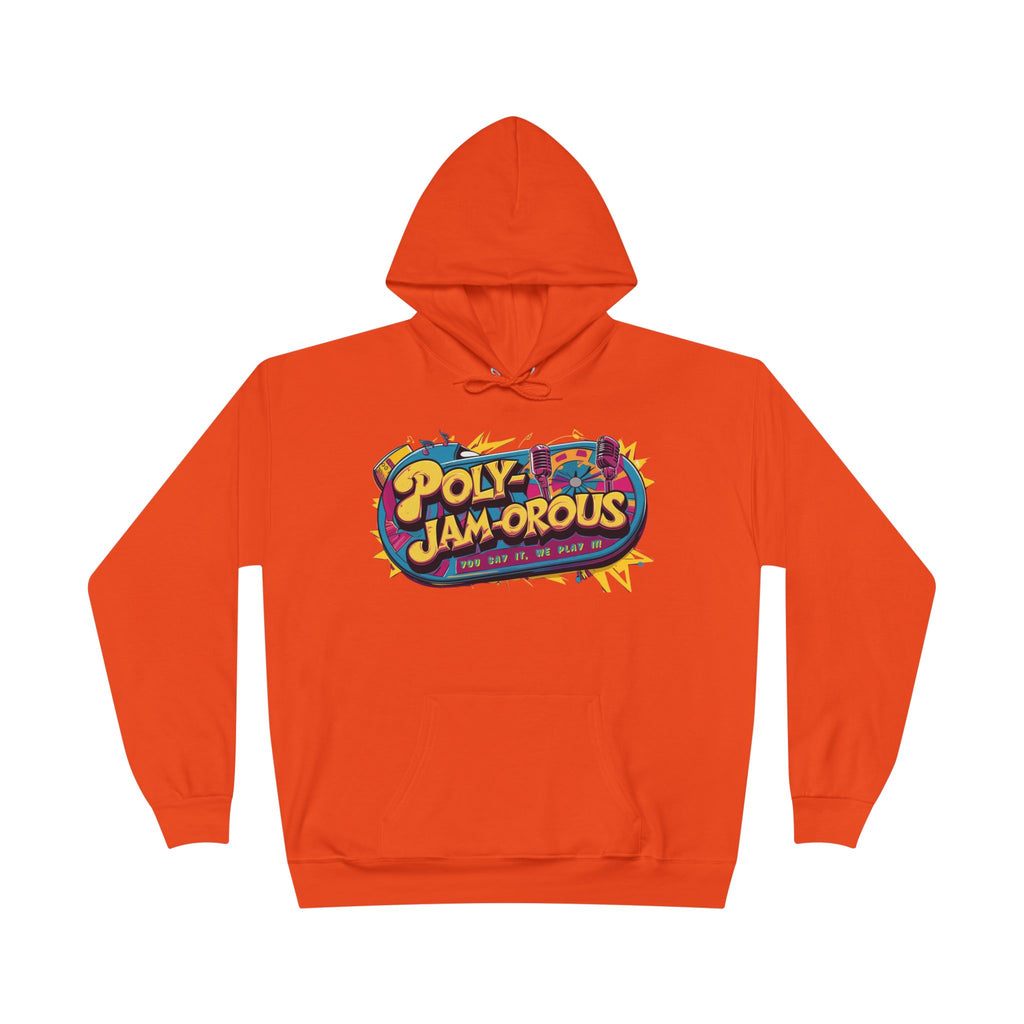 Colorful PolyJAMorous Jukebox Hoodie | Unique Graphic Pullover Sweatshirt for Music Lovers