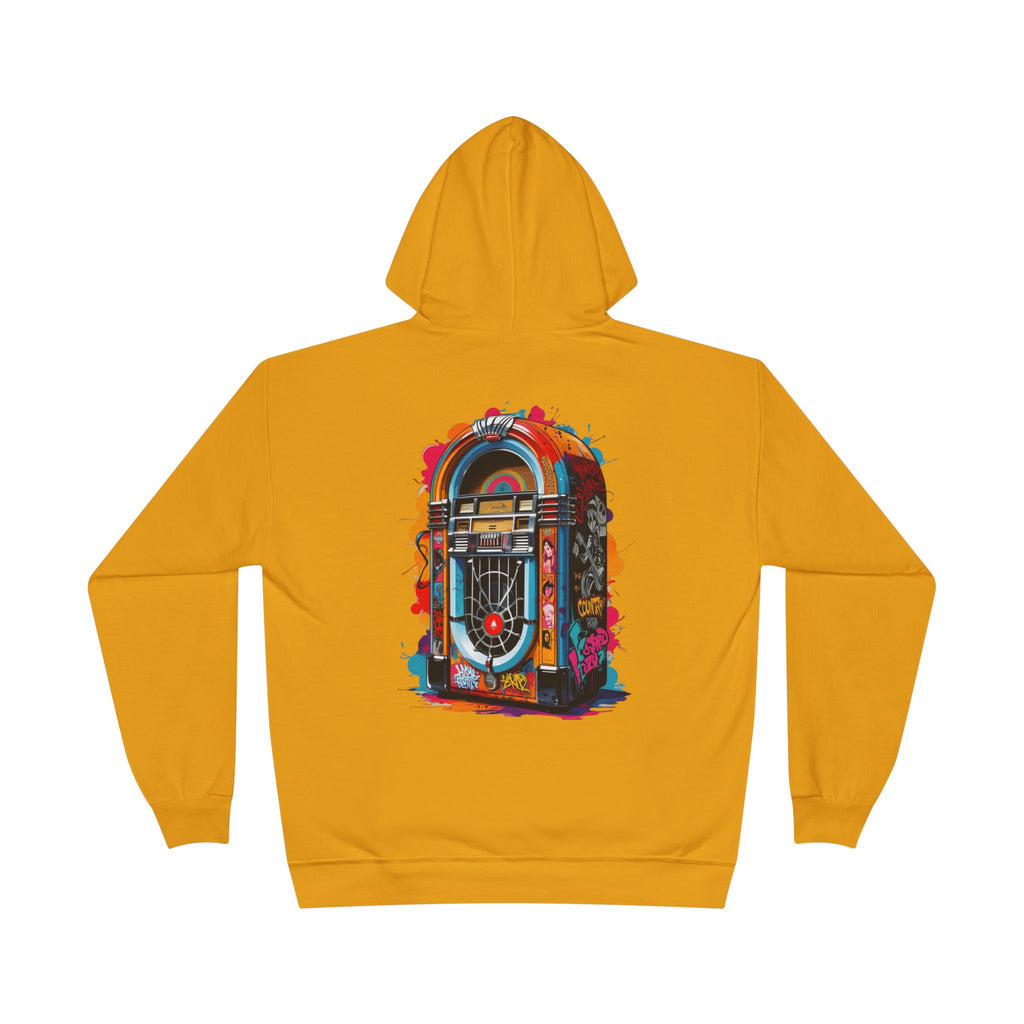 Colorful PolyJAMorous Jukebox Hoodie | Unique Graphic Pullover Sweatshirt for Music Lovers