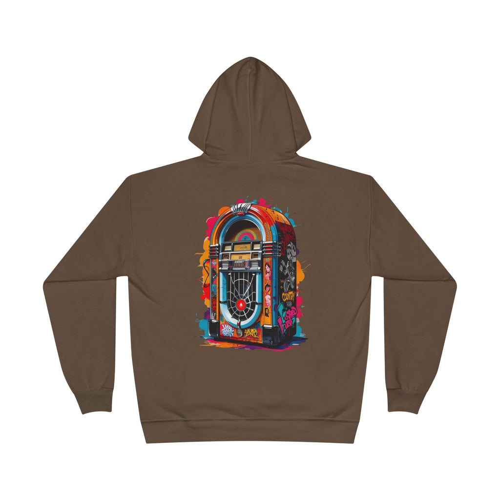 Colorful PolyJAMorous Jukebox Hoodie | Unique Graphic Pullover Sweatshirt for Music Lovers