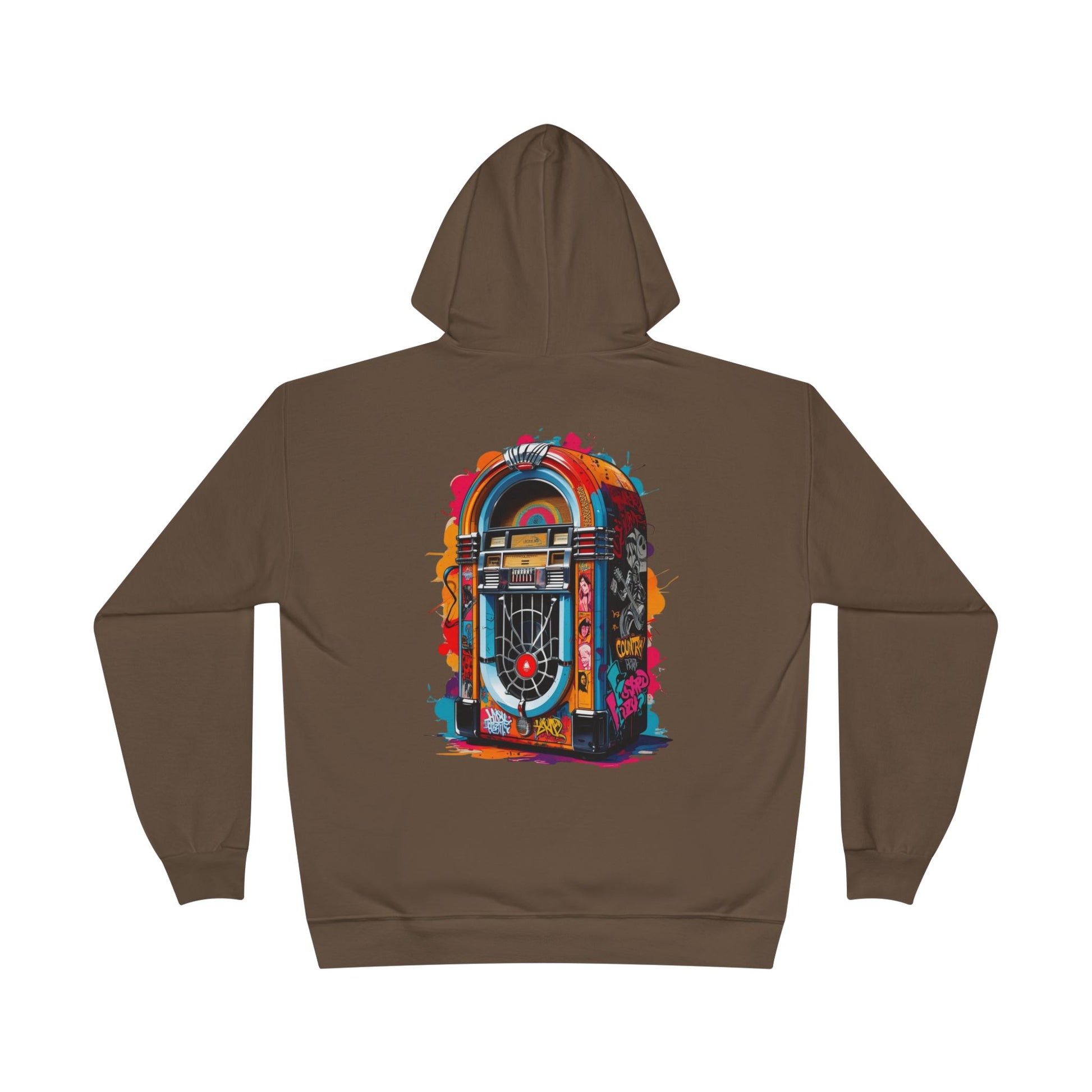 Colorful PolyJAMorous Jukebox Hoodie | Unique Graphic Pullover Sweatshirt for Music Lovers