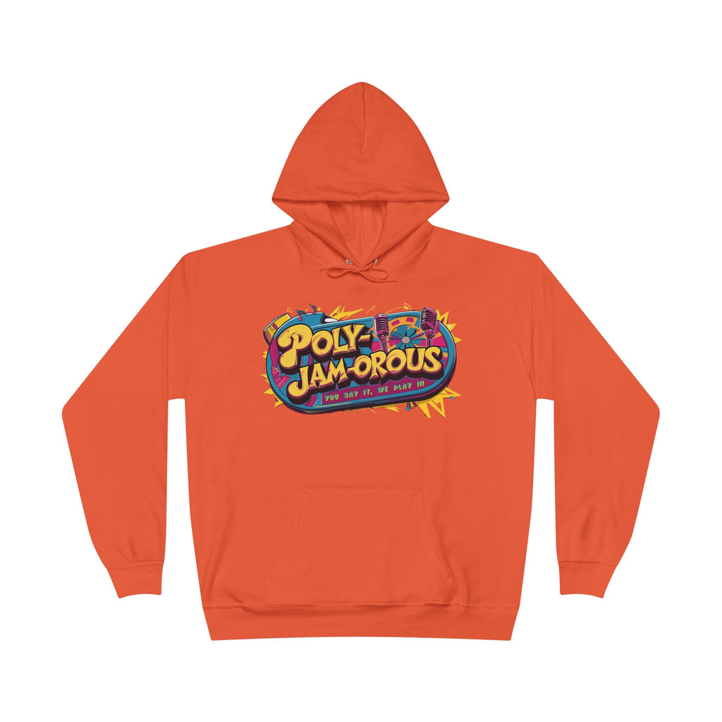 Colorful PolyJAMorous Jukebox Hoodie | Unique Graphic Pullover Sweatshirt for Music Lovers