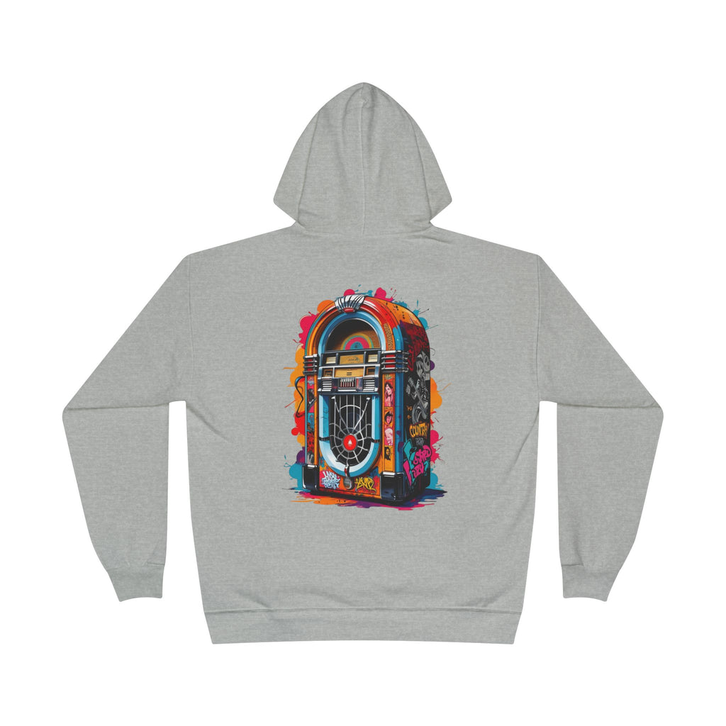 Colorful PolyJAMorous Jukebox Hoodie | Unique Graphic Pullover Sweatshirt for Music Lovers