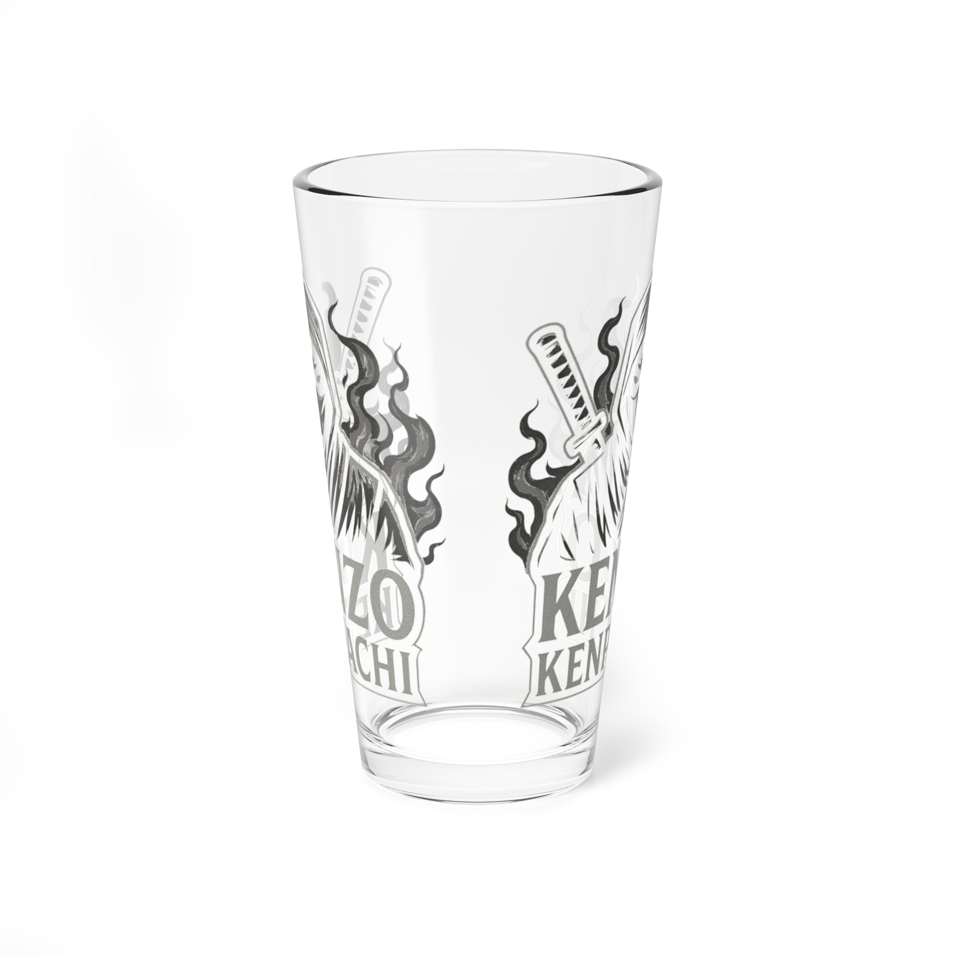 16oz Kenzo Kenpachi Mixing Glass - Unique Kitchen Art, Collector's Item, Anime Glassware, Gift for Fans, Barware