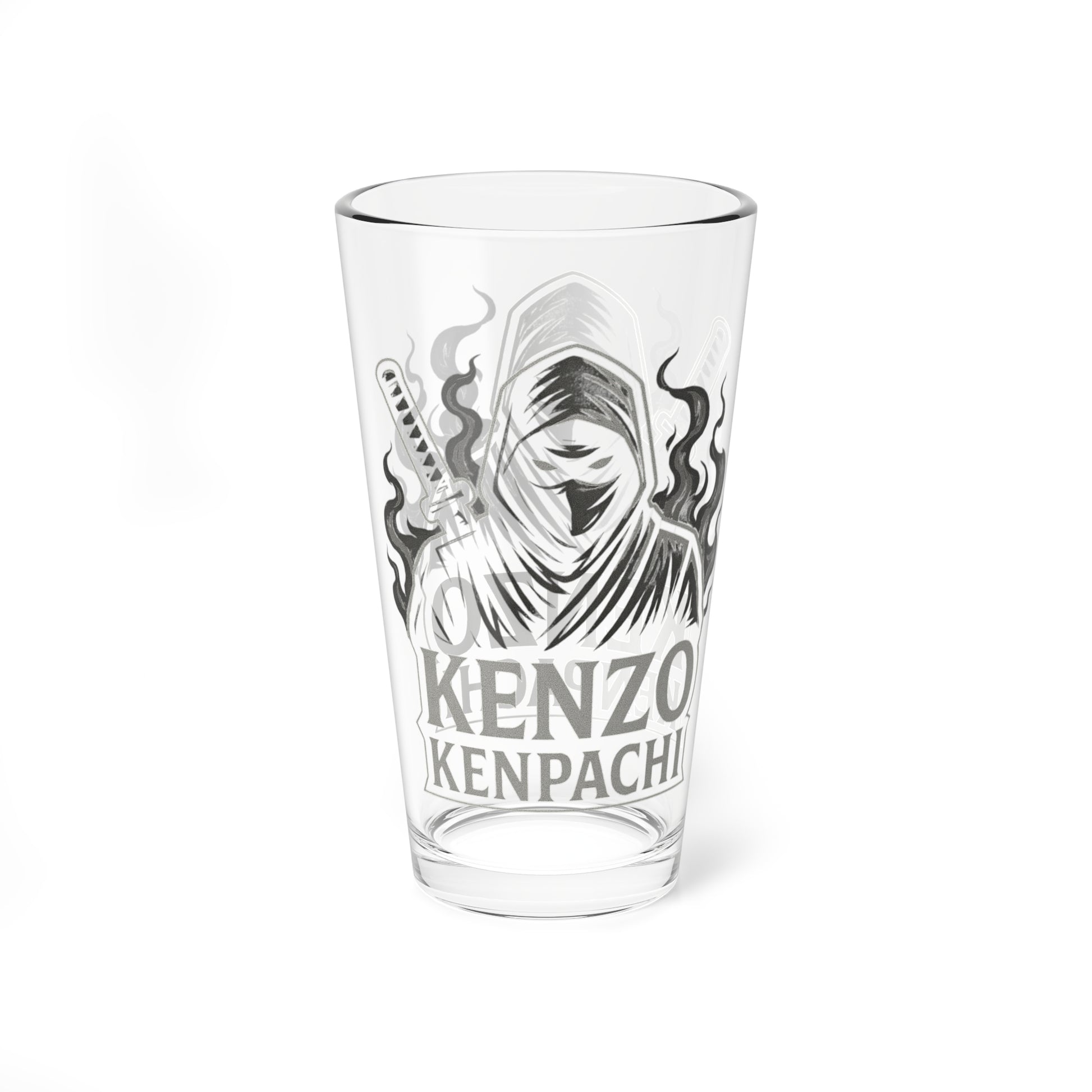 16oz Kenzo Kenpachi Mixing Glass - Unique Kitchen Art, Collector's Item, Anime Glassware, Gift for Fans, Barware
