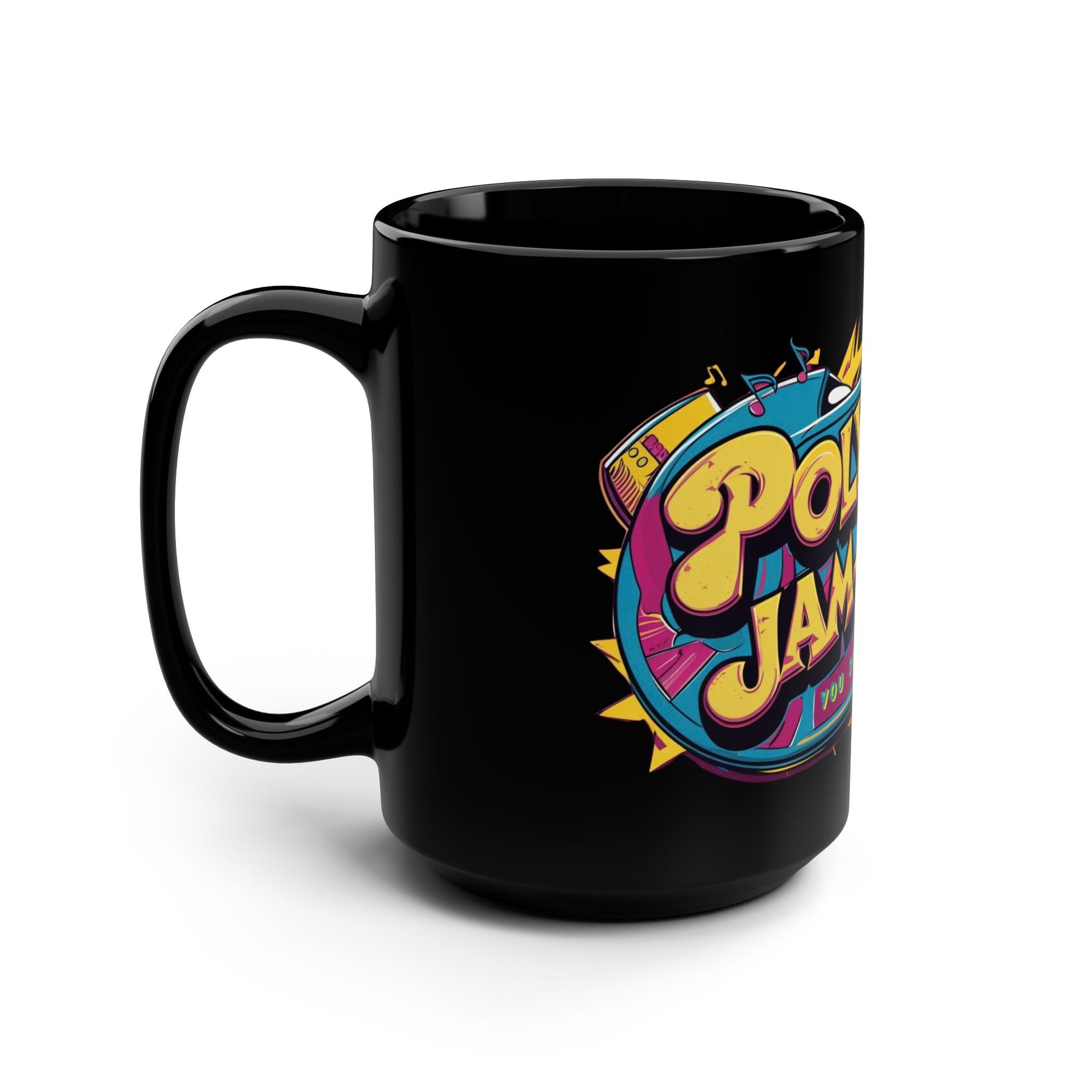 Colorful Poly-JAM-orous Coffee Mug, Fun Gift for Musicians, Playful Drinkware for All Occasions, Unique Cup for Collectors, Vibrant Art Mug