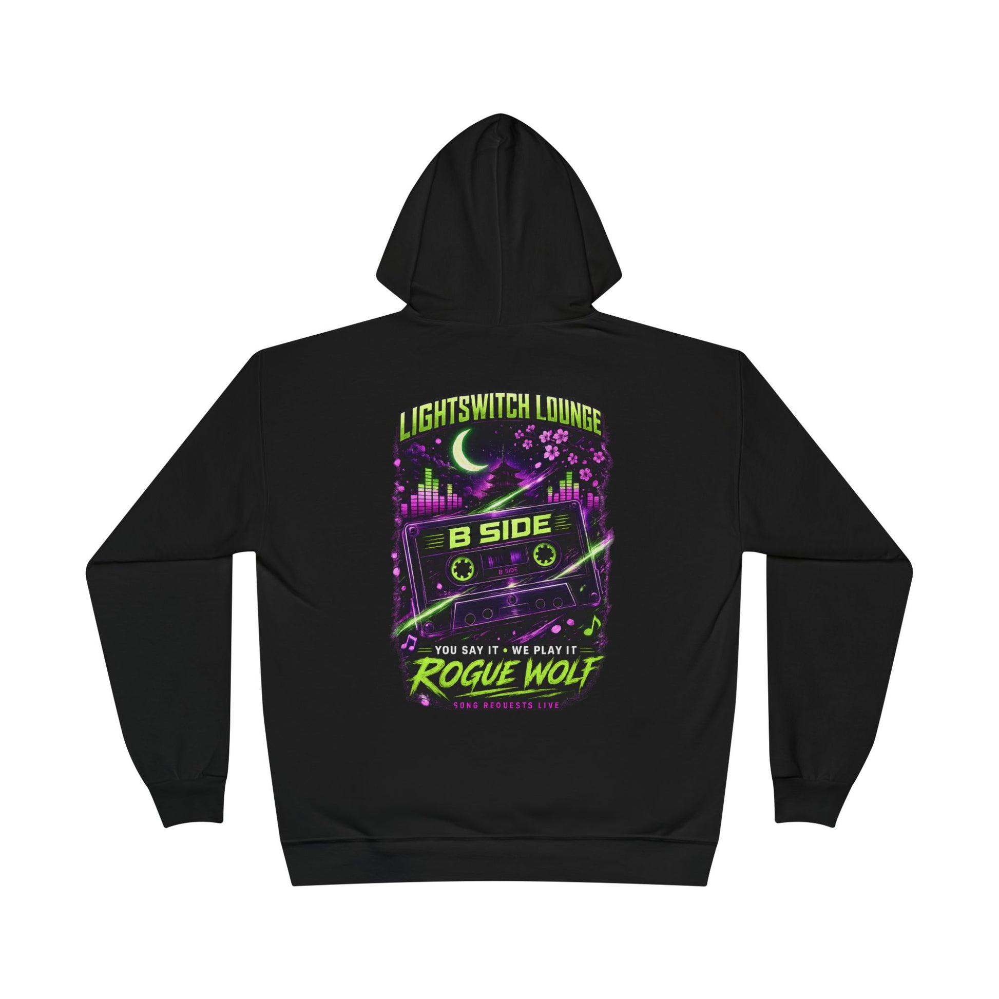 Rogue Wolf 'Lightswitch Lounge' Graphic Hoodie — Retro Neon B-Side Pullover Style 2