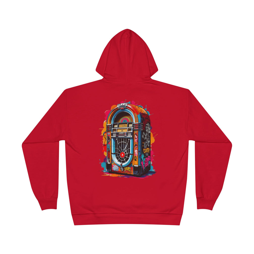 Colorful PolyJAMorous Jukebox Hoodie | Unique Graphic Pullover Sweatshirt for Music Lovers