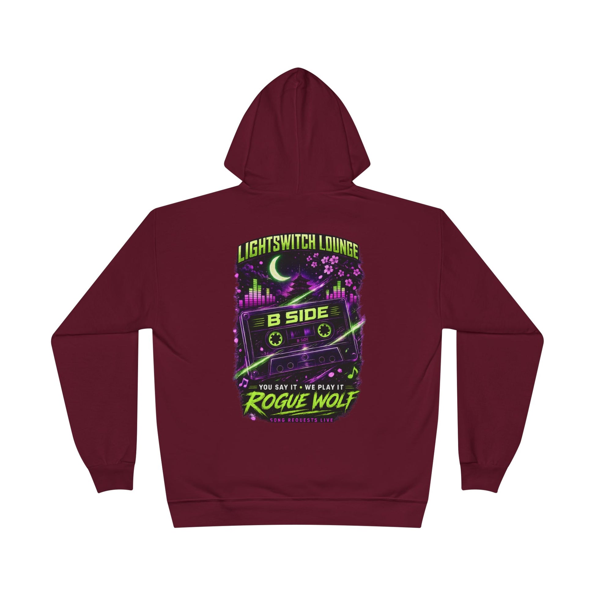 Rogue Wolf 'Lightswitch Lounge' Graphic Hoodie — Retro Neon B-Side Pullover Style 2