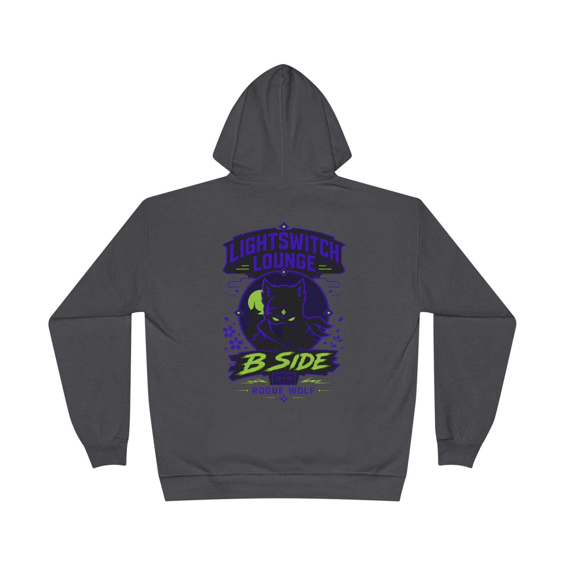 Rogue Wolf 'Lightswitch Lounge' Graphic Hoodie — Retro Neon B-Side Pullover