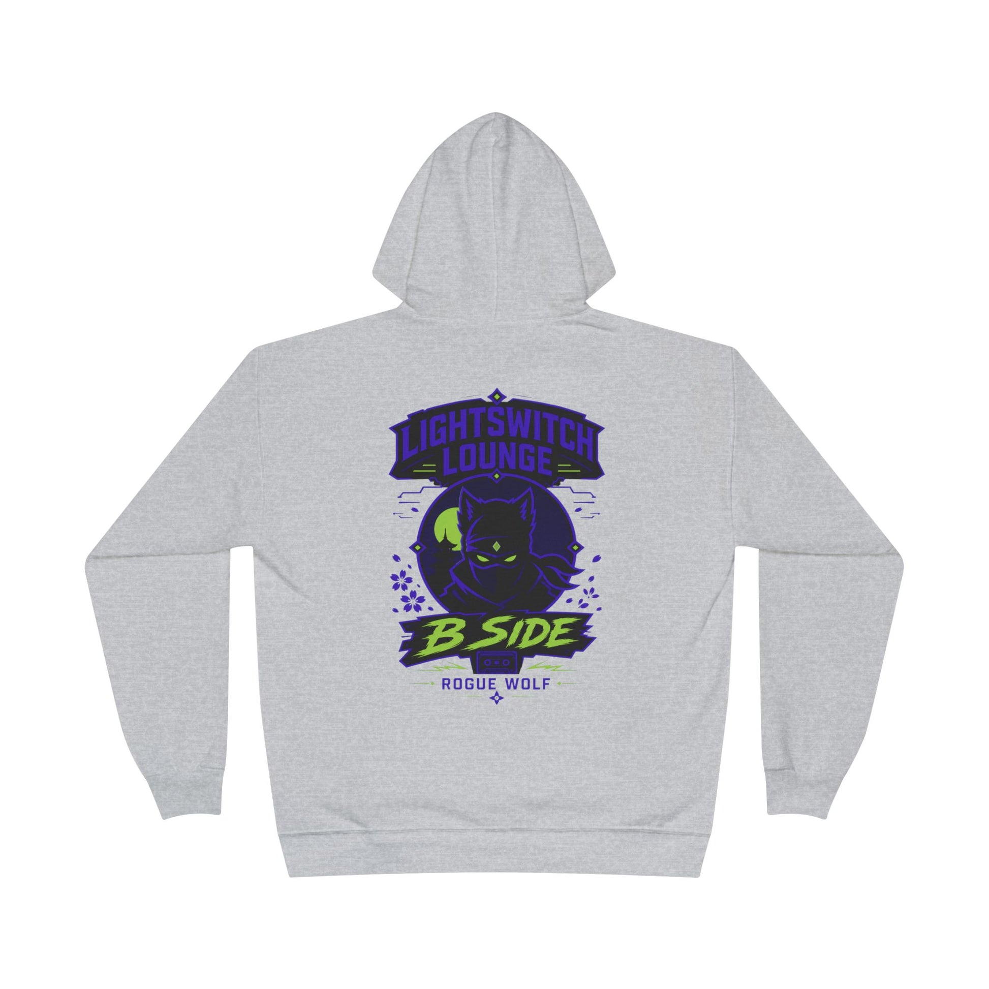Rogue Wolf 'Lightswitch Lounge' Graphic Hoodie — Retro Neon B-Side Pullover