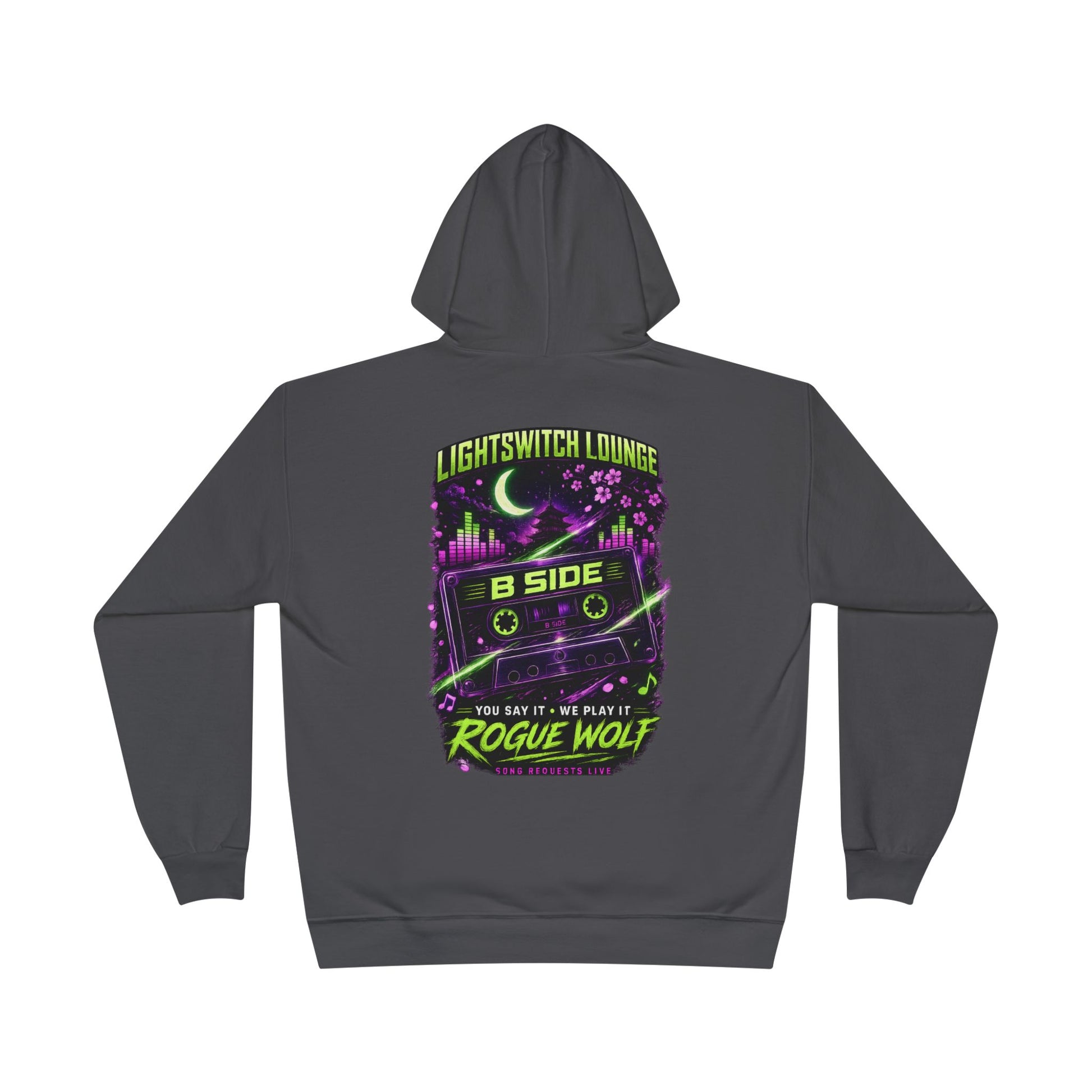 Rogue Wolf 'Lightswitch Lounge' Graphic Hoodie — Retro Neon B-Side Pullover Style 2