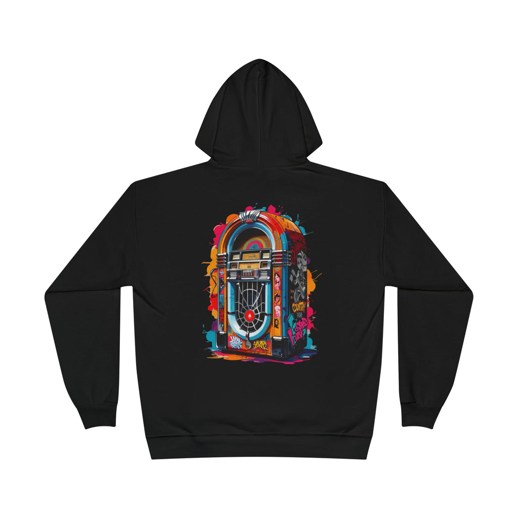 Colorful PolyJAMorous Jukebox Hoodie | Unique Graphic Pullover Sweatshirt for Music Lovers