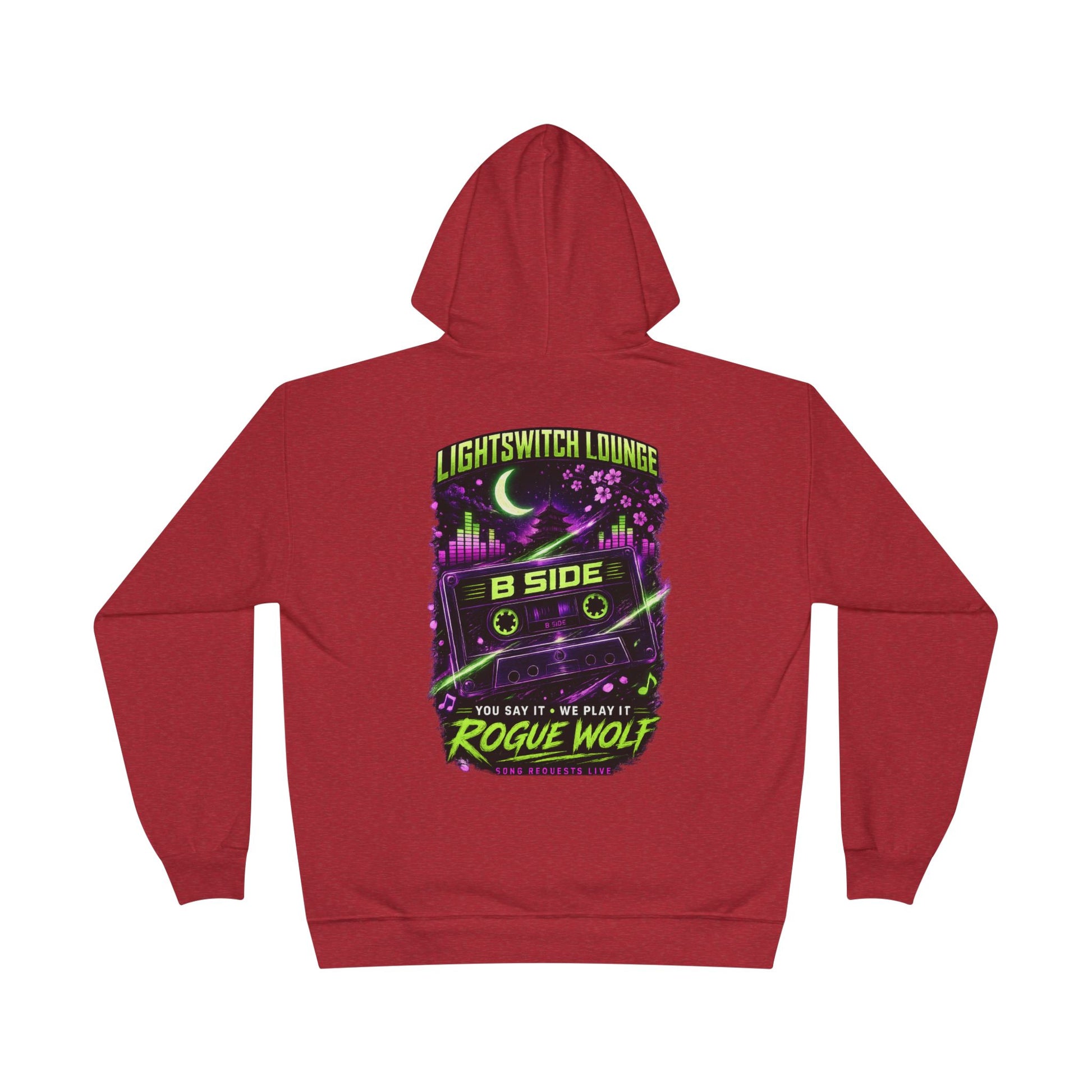 Rogue Wolf 'Lightswitch Lounge' Graphic Hoodie — Retro Neon B-Side Pullover Style 2