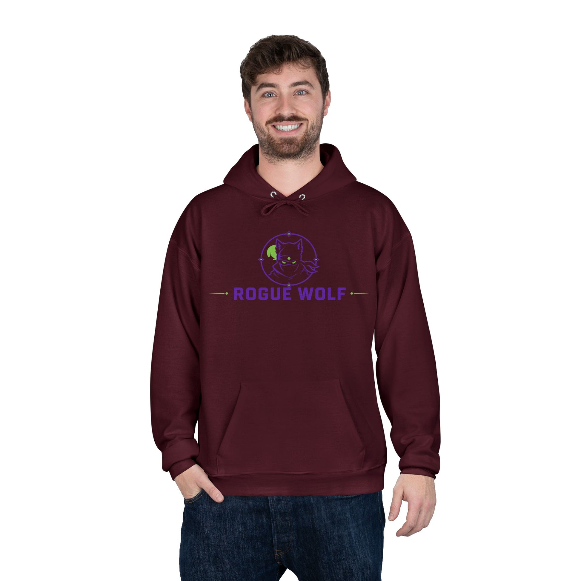 Rogue Wolf 'Lightswitch Lounge' Graphic Hoodie — Retro Neon B-Side Pullover