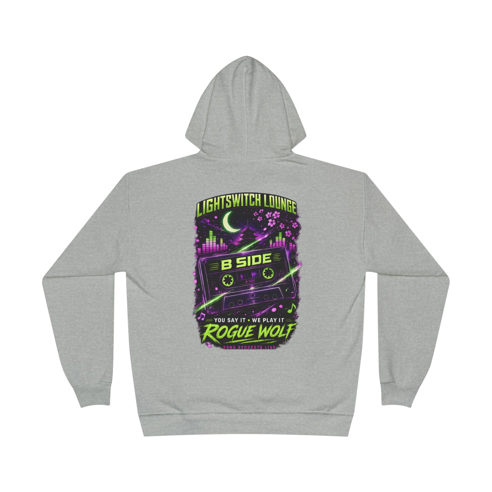 Rogue Wolf 'Lightswitch Lounge' Graphic Hoodie — Retro Neon B-Side Pullover Style 2